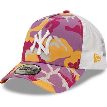 New Era A Frame Camo Pack New York Yankees MLB Pink and White Trucker Hat