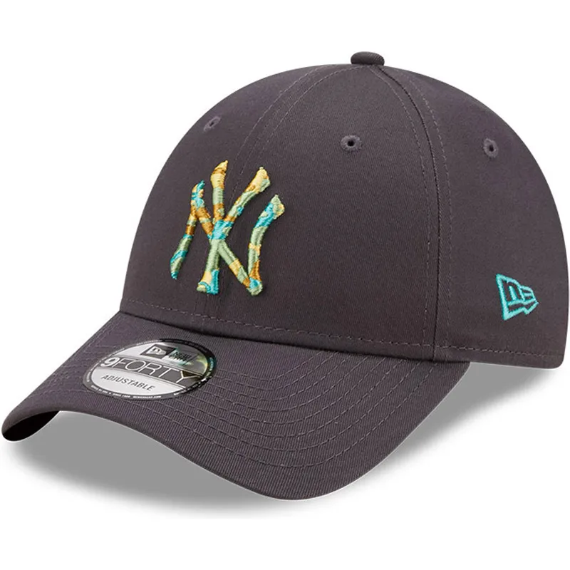 graue-verstellbare-curved-cap-9forty-camo-infill-der-new-york-yankees-mlb-von-new-era