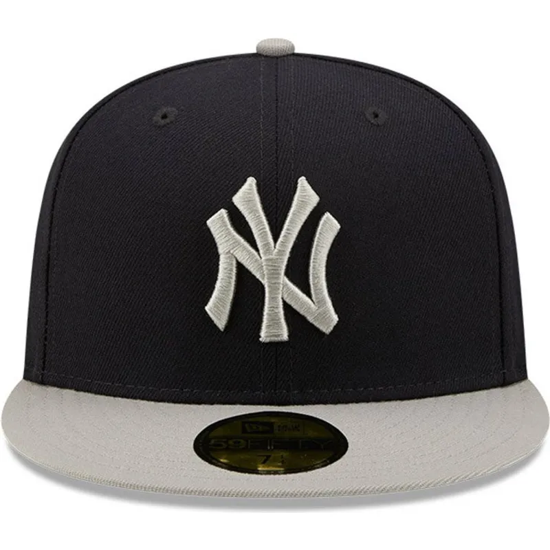 marineblaue-und-graue-anliegende-flat-cap-59fifty-seitenpatch-von-new-york-yankees-mlb-von-new-era