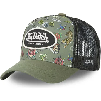 Trucker-Cap grün und schwarz Tattoo TAT K von Von Dutch