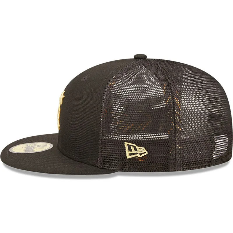 schwarze-flat-brim-trucker-cap-mit-goldenem-logo-59fifty-all-star-game-los-angeles-dodgers-mlb-von-new-era