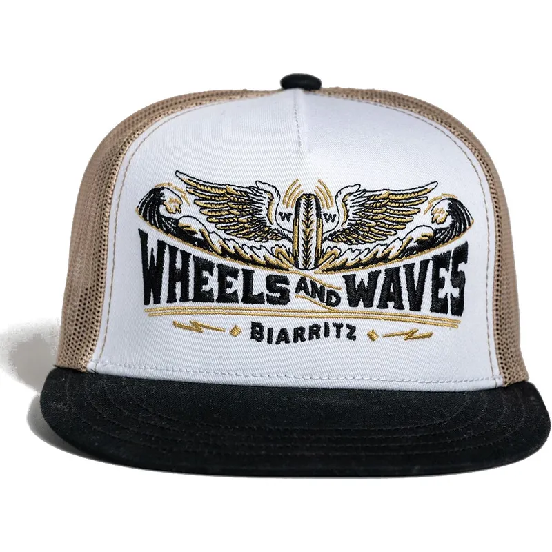 flache-trucker-kappe-weiss-schwarz-und-gold-spitfire-gold-ww19-von-wheels-and-waves