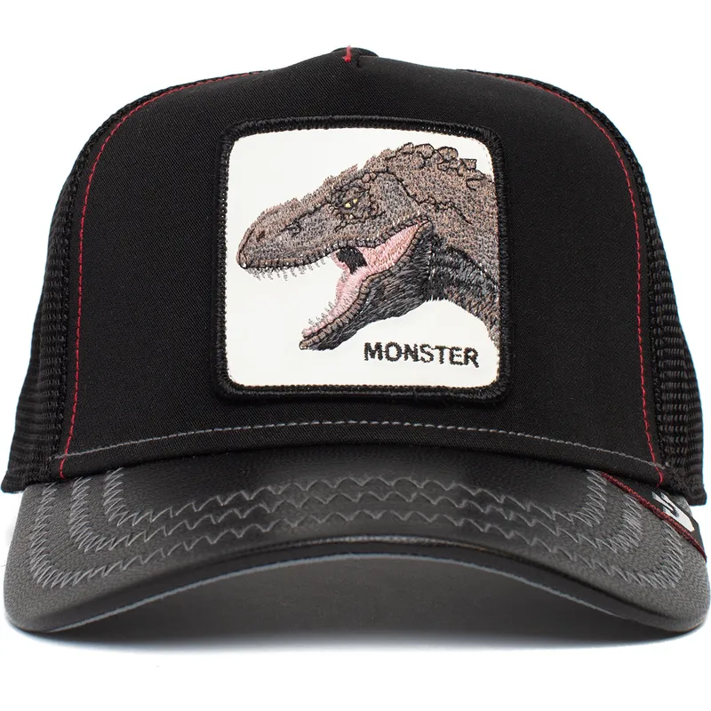schwarze-trucker-kappe-fur-jungen-dinosaurier-t-rex-little-monster-the-farm-von-goorin-bros