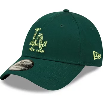 New Era Curved Brim Green Logo 9FORTY Seasonal Infill Los Angeles Dodgers MLB Green Adjustable Cap