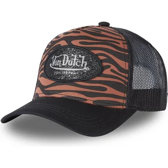 Von Dutch ZEBR C braune und schwarze Trucker-Kappe