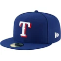 flache-blaue-angepasste-59fifty-authentic-on-field-kappe-der-texas-rangers-mlb-von-new-era