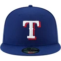 flache-blaue-angepasste-59fifty-authentic-on-field-kappe-der-texas-rangers-mlb-von-new-era