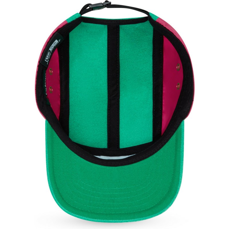 new-era-flat-brim-camper-polartec-fleece-green-and-pink-adjustable-cap