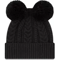 schwarze-damenmutze-mit-schwarzem-logo-und-bommel-cuff-double-von-new-york-yankees-mlb-von-new-era