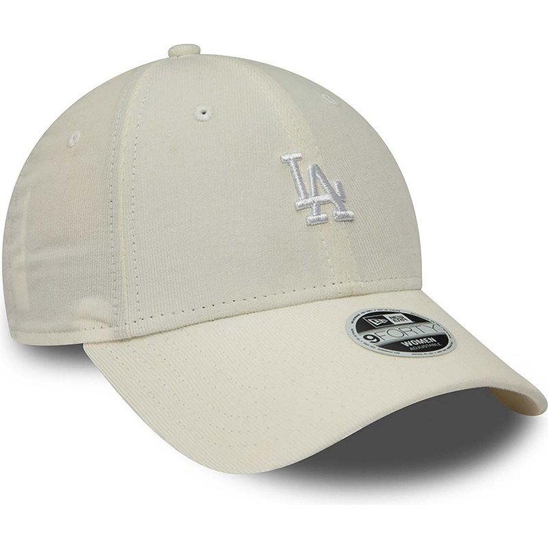 new-era-curved-brim-women-9forty-cord-mini-logo-los-angeles-dodgers-mlb-beige-adjustable-cap