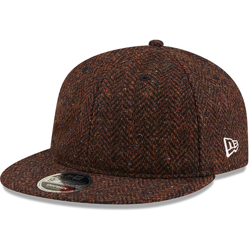 new-era-flat-brim-9fifty-tweed-brown-adjustable-cap