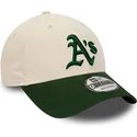 verstellbare-9forty-kappe-in-beige-und-grun-von-den-oakland-athletics-mlb-von-new-era