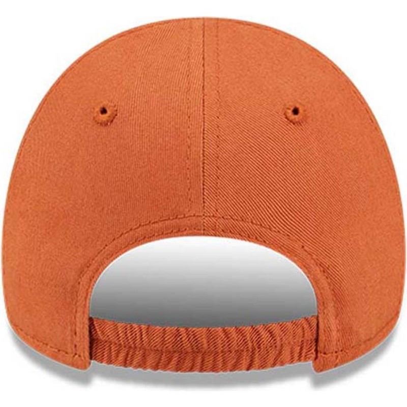 new-era-curved-brim-toddler-9forty-league-essential-new-york-yankees-mlb-orange-adjustable-cap-with-beige-logo