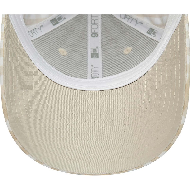 new-era-curved-brim-women-9forty-gingham-new-york-yankees-mlb-beige-adjustable-cap