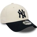 new-era-curved-brim-9forty-new-york-yankees-mlb-beige-and-navy-blue-adjustable-cap