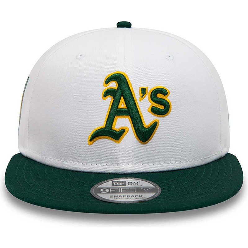 new-era-flat-brim-rickey-henderson-9fifty-crown-patches-oakland-athletics-mlb-white-and-green-snapback-cap