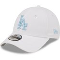new-era-curved-brim-youth-blue-logo-9forty-league-essential-los-angeles-dodgers-mlb-white-adjustable-cap