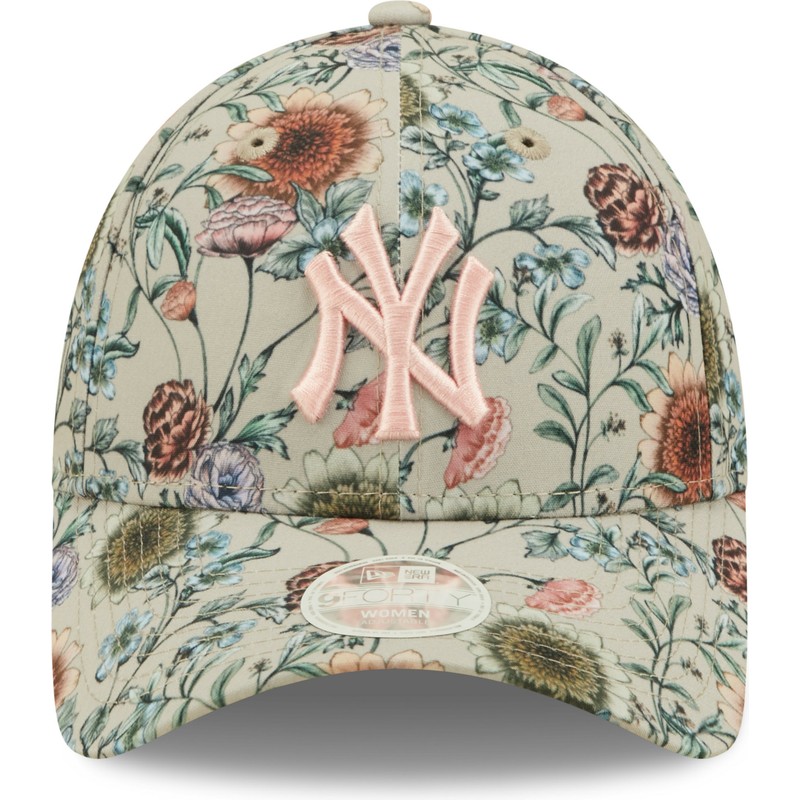 new-era-curved-brim-women-9forty-all-over-print-floral-new-york-yankees-mlb-beige-adjustable-cap