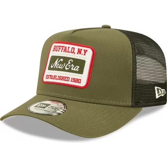 New Era Buffalo New York A Frame State Patch Green Trucker Hat
