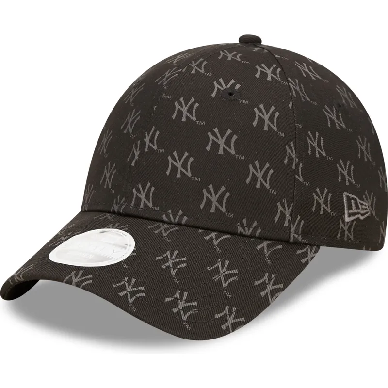 schwarze-gebogene-verstellbare-damenkappe-9forty-monogram-der-new-york-yankees-mlb-von-new-era