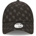 schwarze-gebogene-verstellbare-damenkappe-9forty-monogram-der-new-york-yankees-mlb-von-new-era
