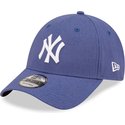 new-era-curved-brim-9forty-linen-new-york-yankees-mlb-blue-adjustable-cap