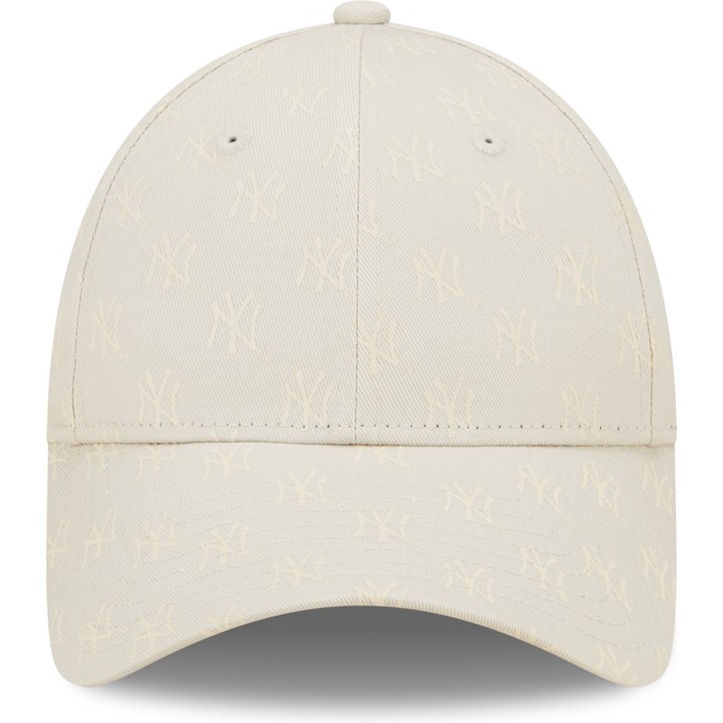new-era-curved-brim-women-9forty-monogram-new-york-yankees-mlb-beige-adjustable-cap
