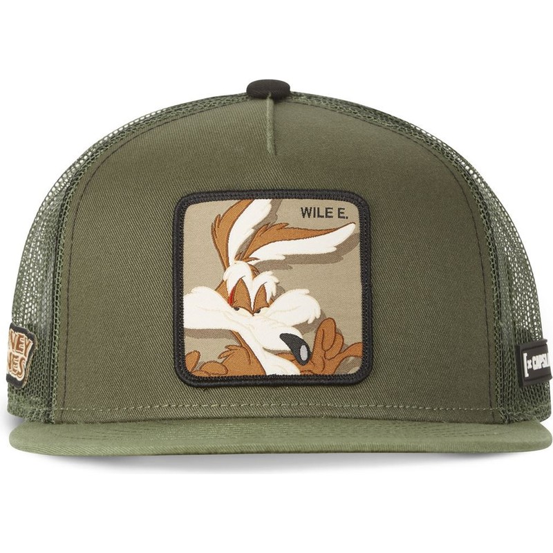 capslab-flat-brim-wile-e-coyote-casf-wi4-looney-tunes-green-trucker-hat