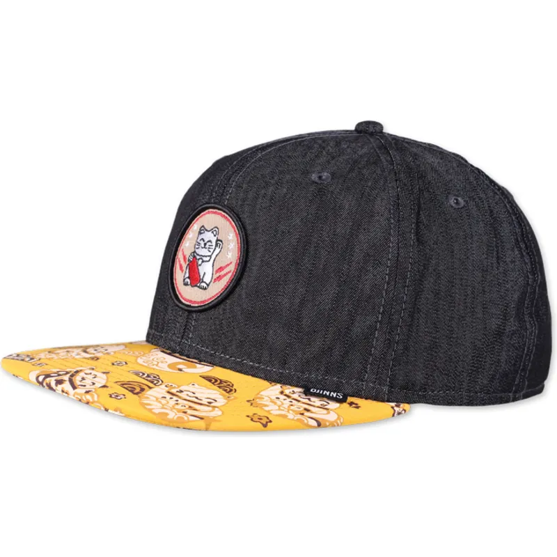 siltovka-rovna-cierna-snapback-lucky-cat-linen-rev-djinns
