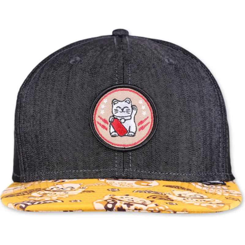 siltovka-rovna-cierna-snapback-lucky-cat-linen-rev-djinns