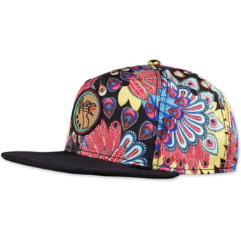 Gorra plana multicolor snapback Peacock Linen de Djinns