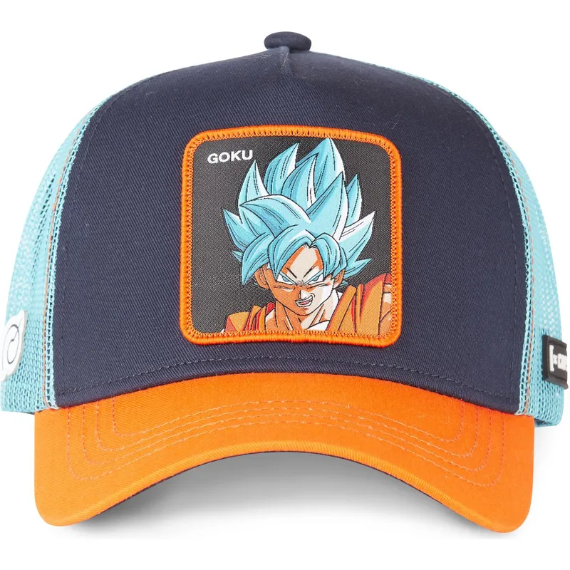 trucker-cap-marineblau-und-orange-son-goku-super-saiyan-blue-cas-gok2-dragon-ball-von-capslab