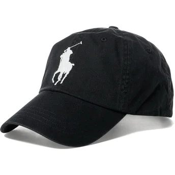 Schwarze gebogene verstellbare Kappe mit weißem Big Pony Logo Chino Classic Sport von Polo Ralph Lauren