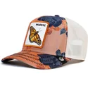 orange-weisse-trucker-kappe-mit-schmetterling-majestic-monarchy-of-roses-the-farm-von-goorin-bros