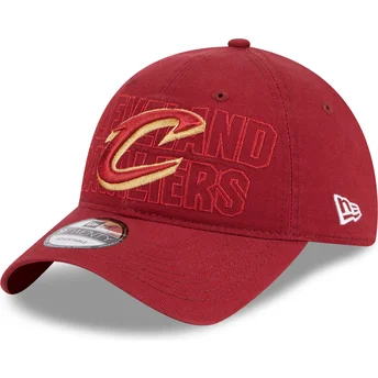 Rote verstellbare gebogene Kappe 9TWENTY Draft Edition 2023 der Cleveland Cavaliers NBA von New Era