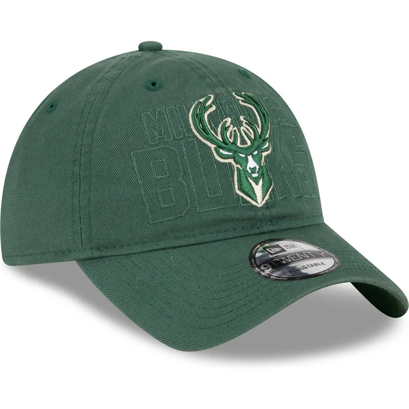 grune-verstellbare-curved-cap-9twenty-draft-edition-2023-der-milwaukee-bucks-nba-von-new-era