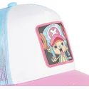 capslab-one-piece-tony-tony-chopper-cho4-weisse-blaue-und-rosa-trucker-kappe