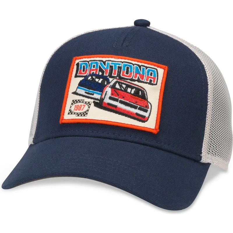 marineblaue-und-weisse-trucker-cap-snapback-daytona-international-speedway-valin-von-american-needle