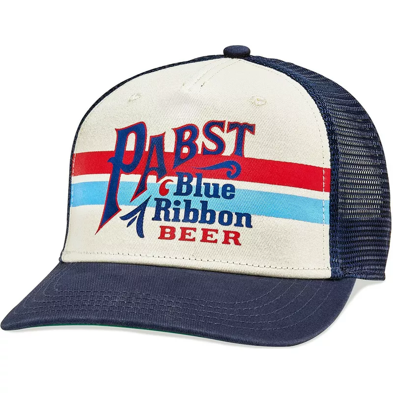american-needle-pabst-blue-ribbon-sinclair-beige-and-navy-blue-snapback-trucker-hat