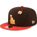 braune-und-rote-anliegende-59fifty-flatcap-the-elements-fire-pin-der-los-angeles-dodgers-mlb-von-new-era