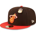 cap-rovna-brown-ajustada-59fifty-the-elements-fire-pin-miami-heat-nba-new-era