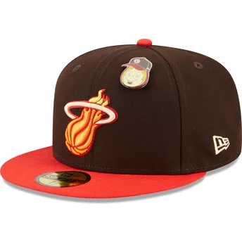 Šiltovky rovná hnedá upravený 59FIFTY The Elements Fire Pin Miami Heat NBA New Era