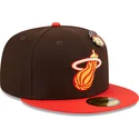cap-rovna-brown-ajustada-59fifty-the-elements-fire-pin-miami-heat-nba-new-era
