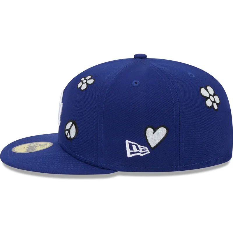 blaue-flache-fitted-kappe-59fifty-sunlight-pop-der-los-angeles-dodgers-mlb-von-new-era