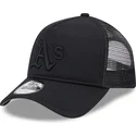 schwarze-trucker-kappe-mit-schwarzem-logo-9forty-a-frame-all-day-trucker-der-oakland-athletics-mlb-von-new-era