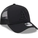 schwarze-trucker-kappe-mit-schwarzem-logo-9forty-a-frame-all-day-trucker-der-oakland-athletics-mlb-von-new-era