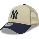 new-era-9forty-a-frame-all-day-trucker-new-york-yankees-mlb-beige-and-navy-blue-trucker-hat