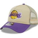 beige-violette-9forty-a-frame-all-day-trucker-cap-der-los-angeles-lakers-nba-von-new-era