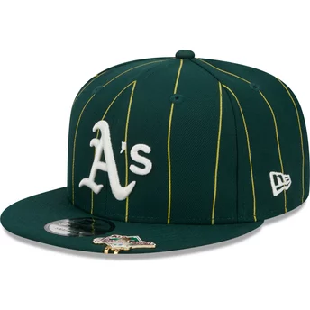 New Era Flat Brim 9FIFTY Pinstripe Visor Clip Oakland Athletics MLB Green Snapback Cap