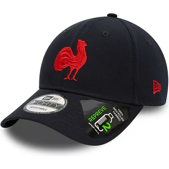 New Era Curved Brim Red Logo 9FORTY Repreve Team Colour French Rugby Federation FFR Navy Blue Adjustable Cap